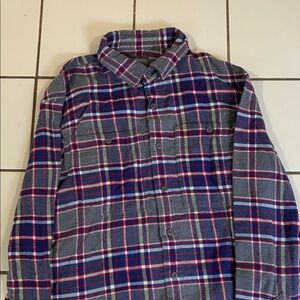 LL Beans Signature Men's Plaid Flannel Shirt - Gray and Blue